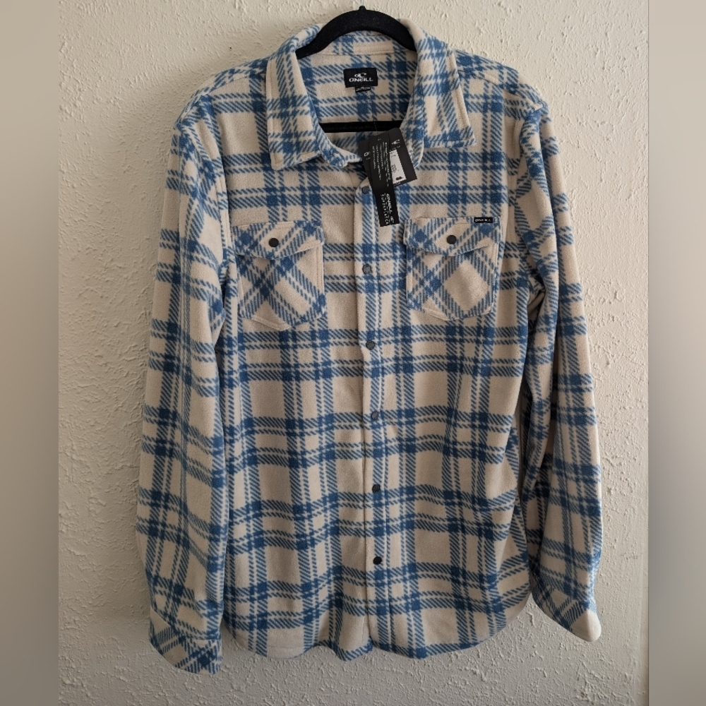 NWT O'Neill Artic Check Fleece Plaid Button-Up Shirt